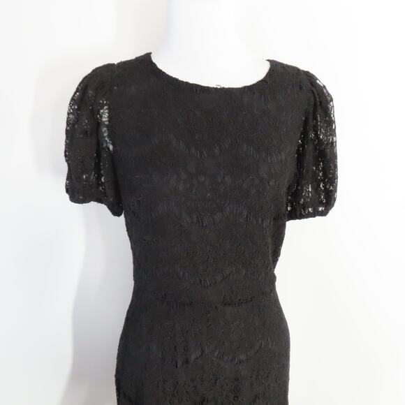 Yumi Kim Alicia Black Pixie Eyelet Lined Puffy Short Sleeve Flounce Dress Small - Picture 6 of 9